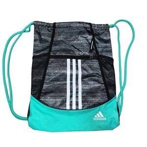 Adidas Drawstring Bag with Pockets Gray and Teal